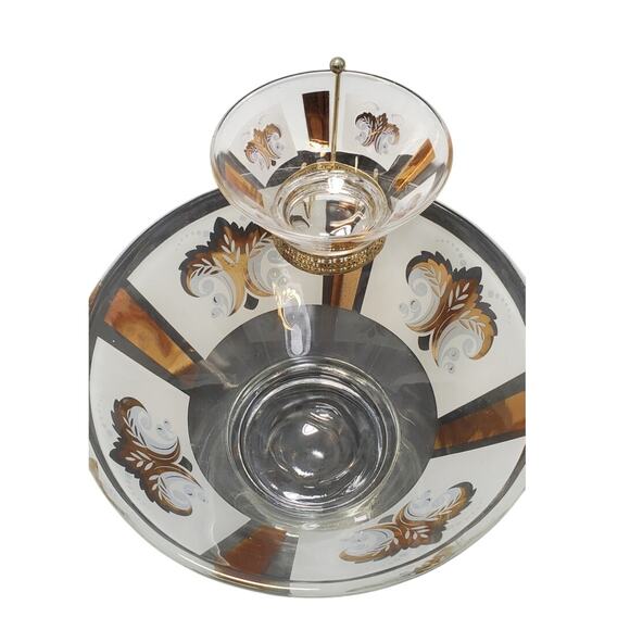 Vintage MCM Anchor Hocking Fleur-de-lis Chips & Dip Bowl Set - Picture 4 of 13